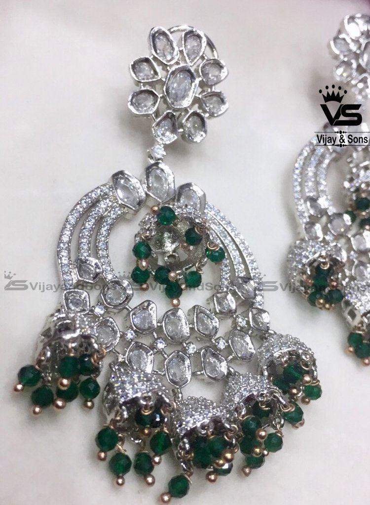 White green diamond Earrings 5776 - Vijay & Sons