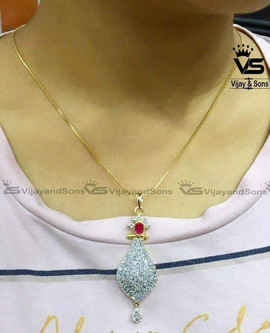 quality petal green stone pendant set - Vijay & Sons