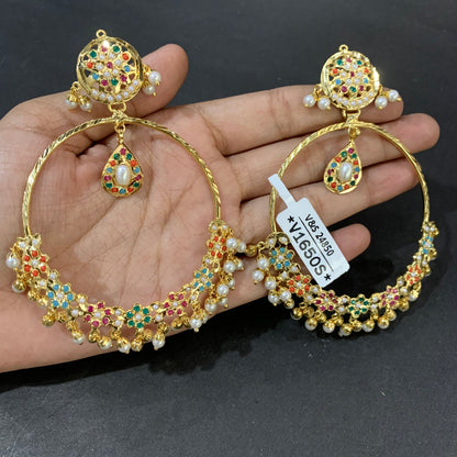 jadu chandbali flower shape earrings