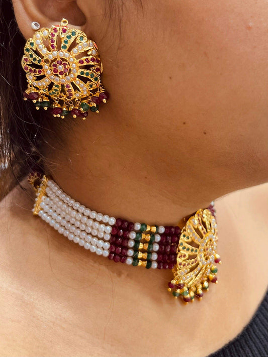 Jadau Necklace set 4449 - Vijay & Sons
