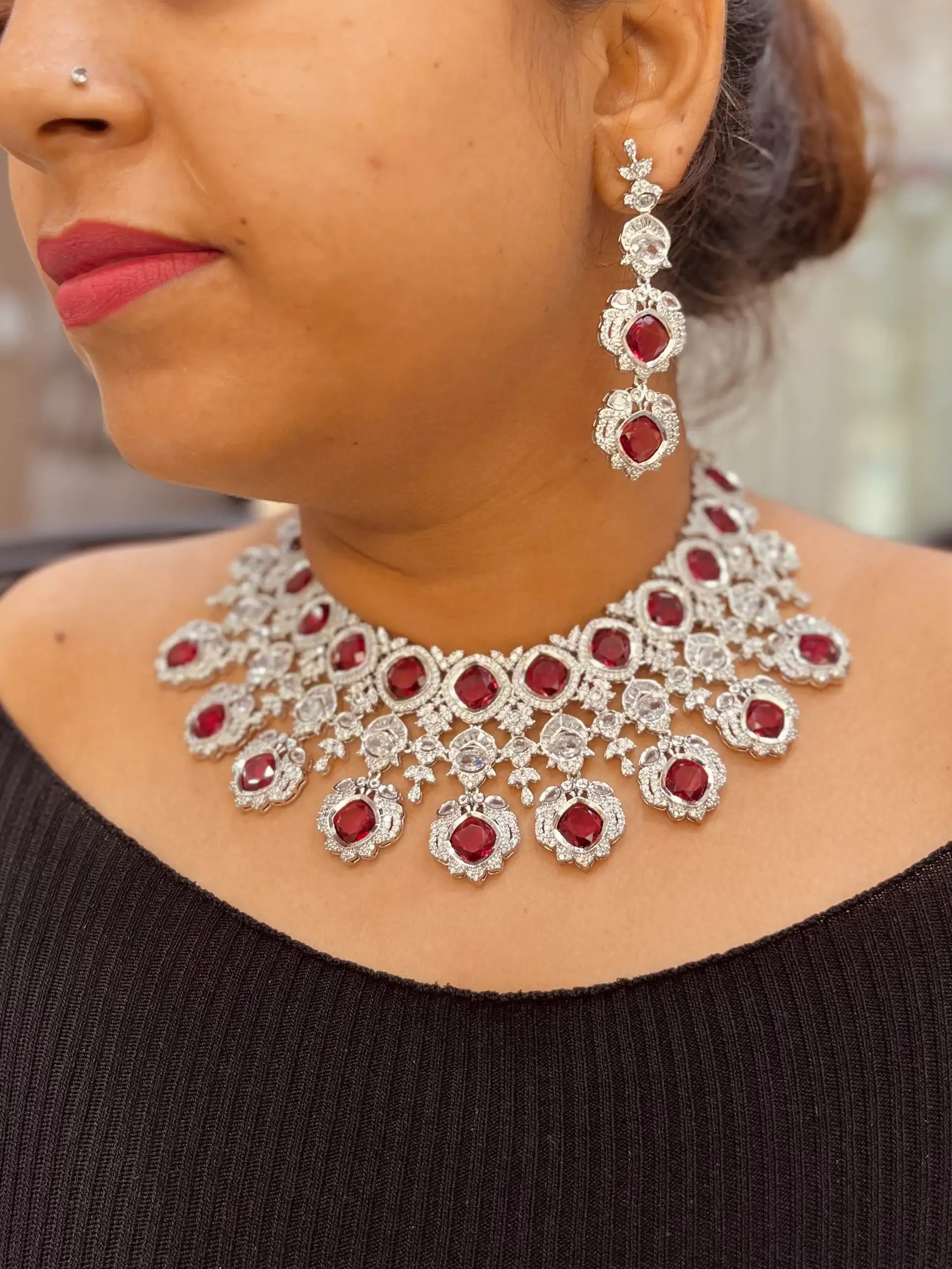 Zircon Necklace Set 3345 - Vijay & Sons