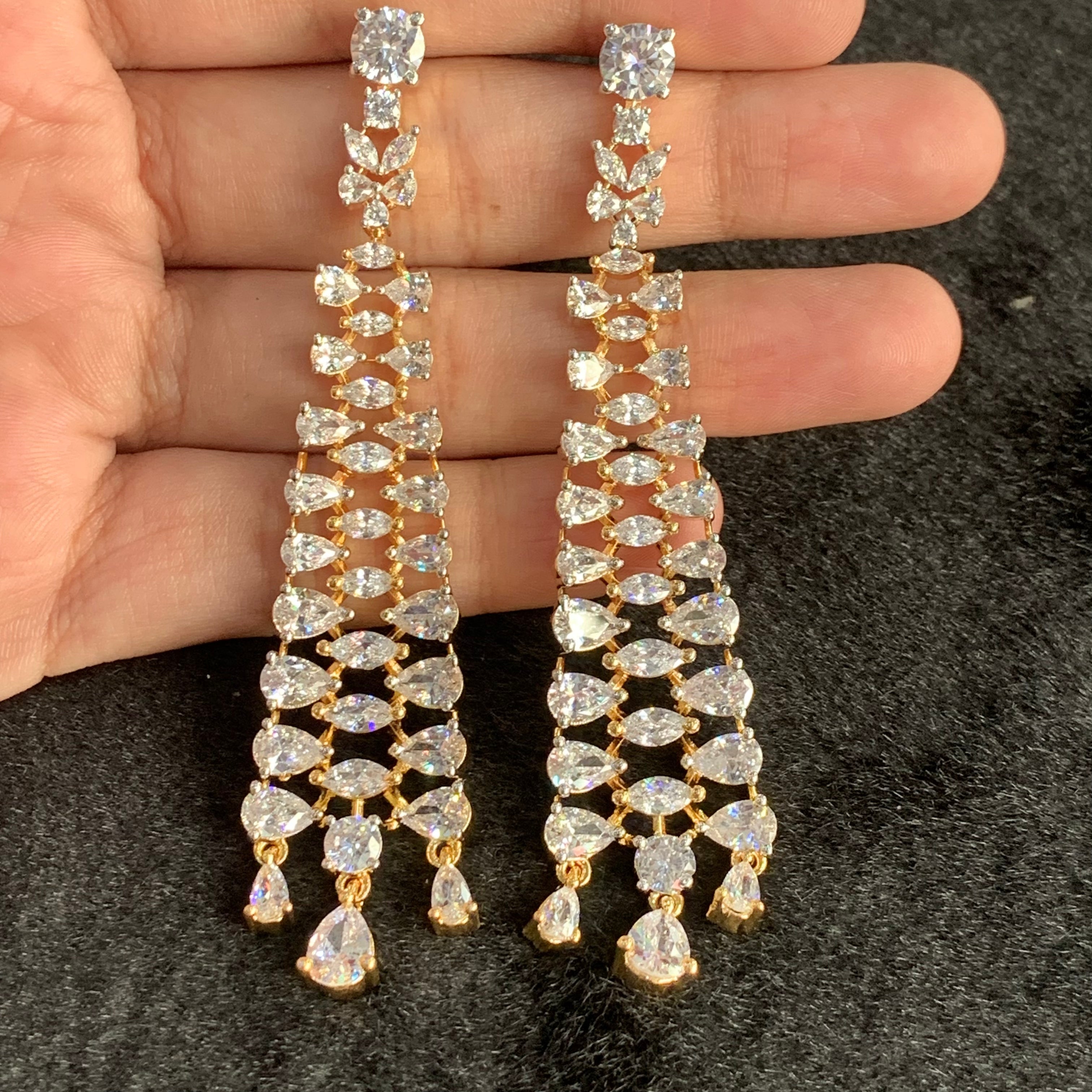 Water drop tassel Front to back earrings in Gold - Lumeni Jewellery