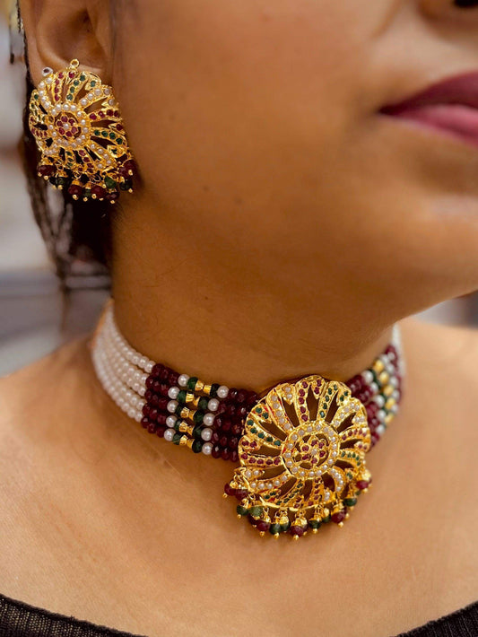 Jadau Necklace set 4449 - Vijay & Sons