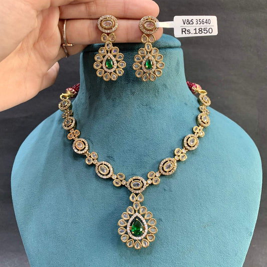 Zircon Necklace Set 468356 - Vijay & Sons