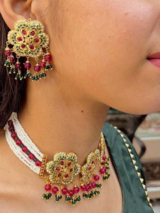 Jadau choker set 46745788 - Vijay & Sons