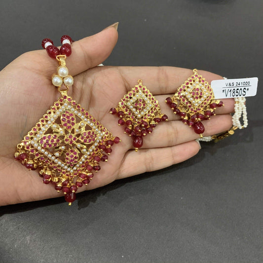 Ruby Pendant Set 849294 - Vijay & Sons
