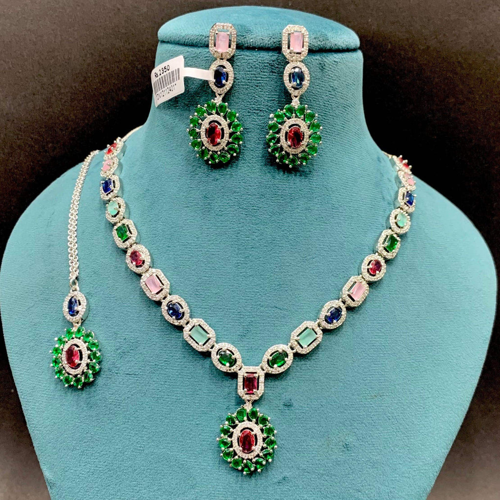 Zircon Necklace Set 23414 - Vijay & Sons