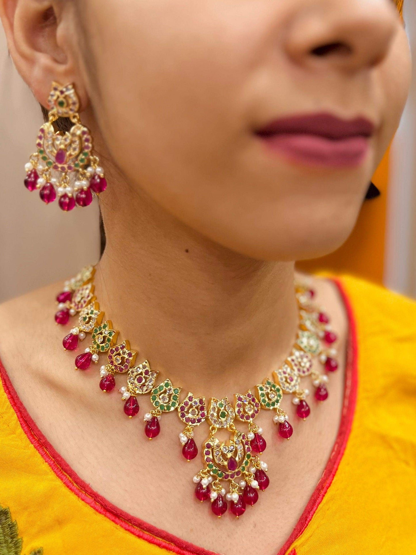 Jadau Necklace Set 52443 - Vijay & Sons