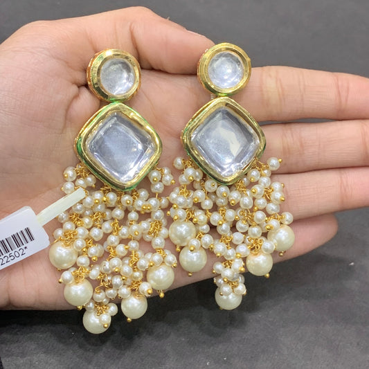 kundan long hanging earrings