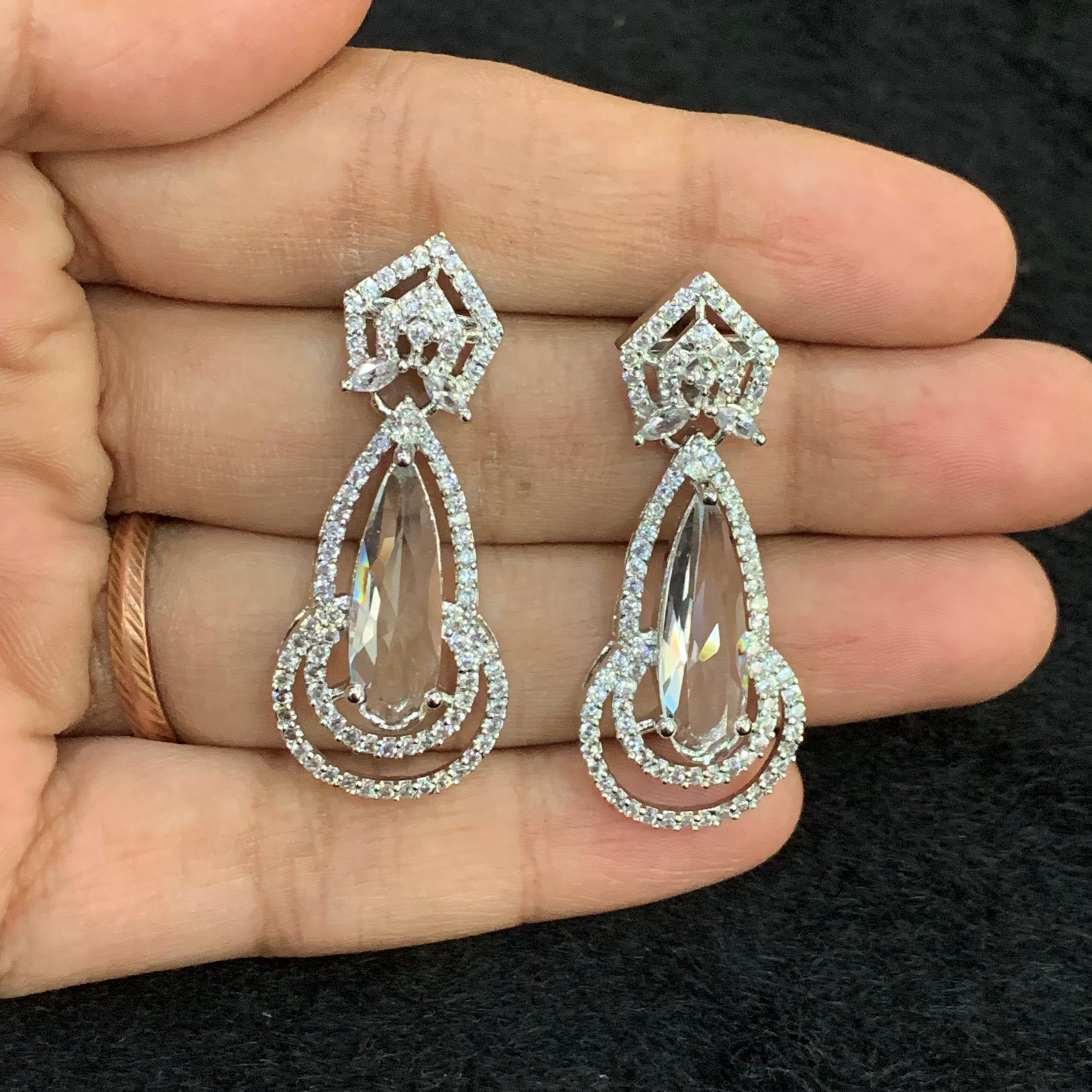 Ella Blue American Diamond Drop Earrings – Joyero Nes