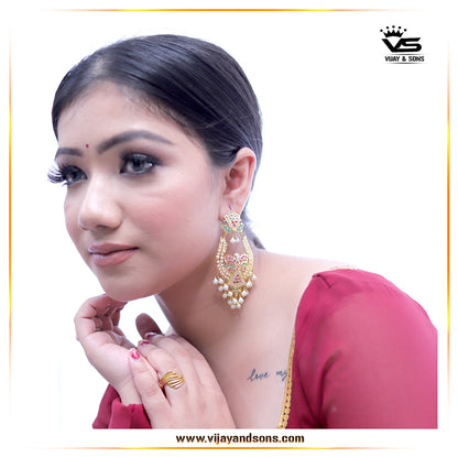 Beautiful Design Navratan Round Jadau Earrings freeshipping - Vijay & Sons