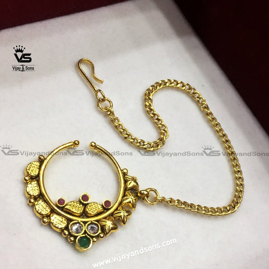 Bridal Nose Ring Designs In Gold / Round Nath freeshipping - Vijay & Sons