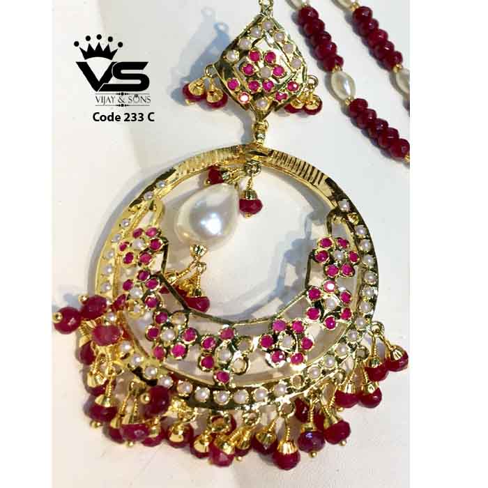 Suitable design wear ruby White Jadau pendant set freeshipping - Vijay & Sons