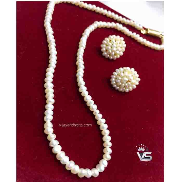 single real  pearl mala with tops freeshipping - Vijay & Sons