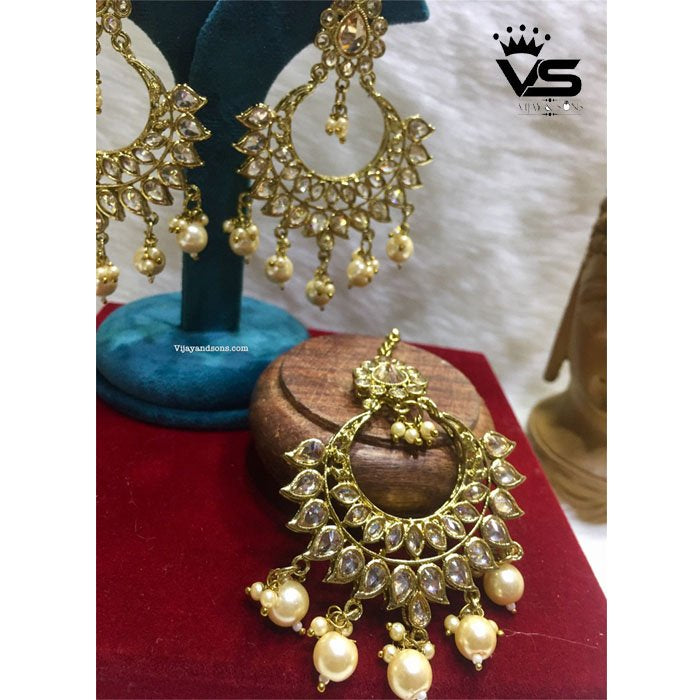 stylish antique pearl tikka earrings freeshipping - Vijay & Sons
