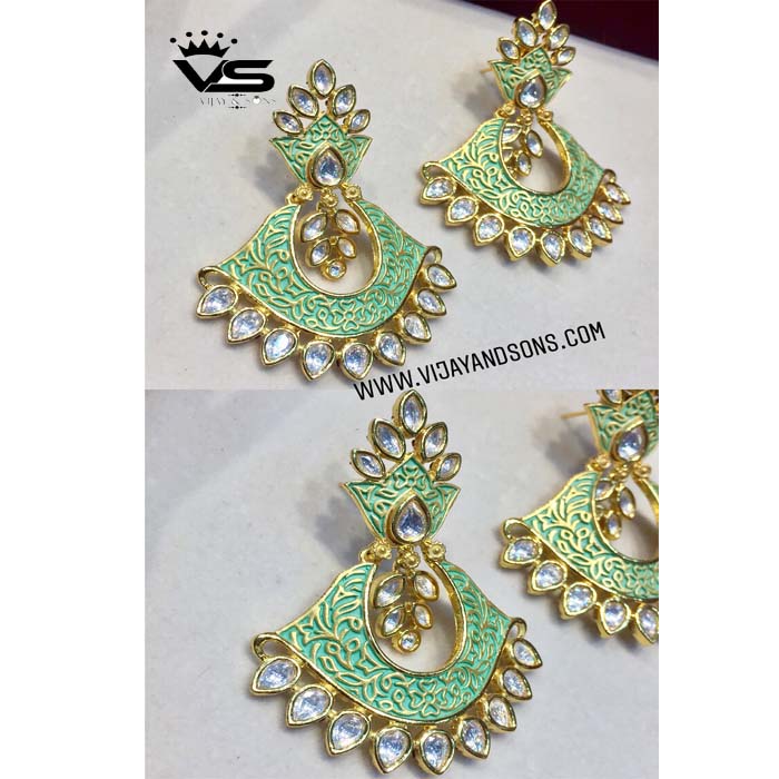 meena earrings kundan freeshipping - Vijay & Sons
