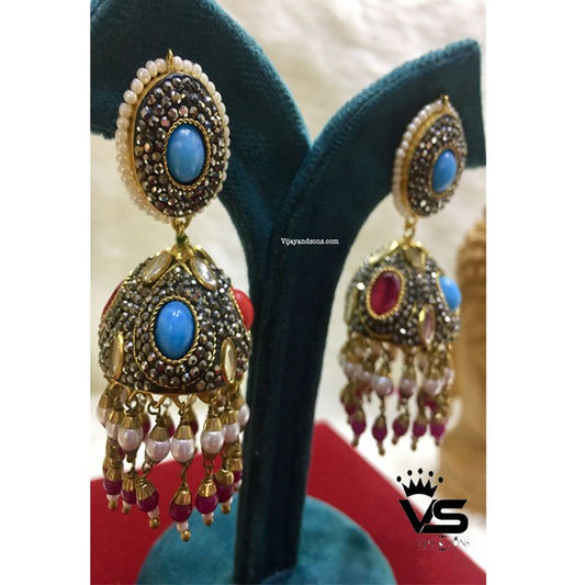 antique quality navrantan jhumki earrings freeshipping - Vijay & Sons