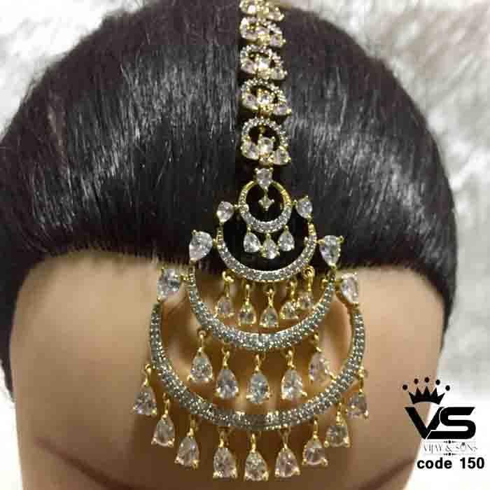 a quality diamond stone maang tika freeshipping - Vijay & Sons
