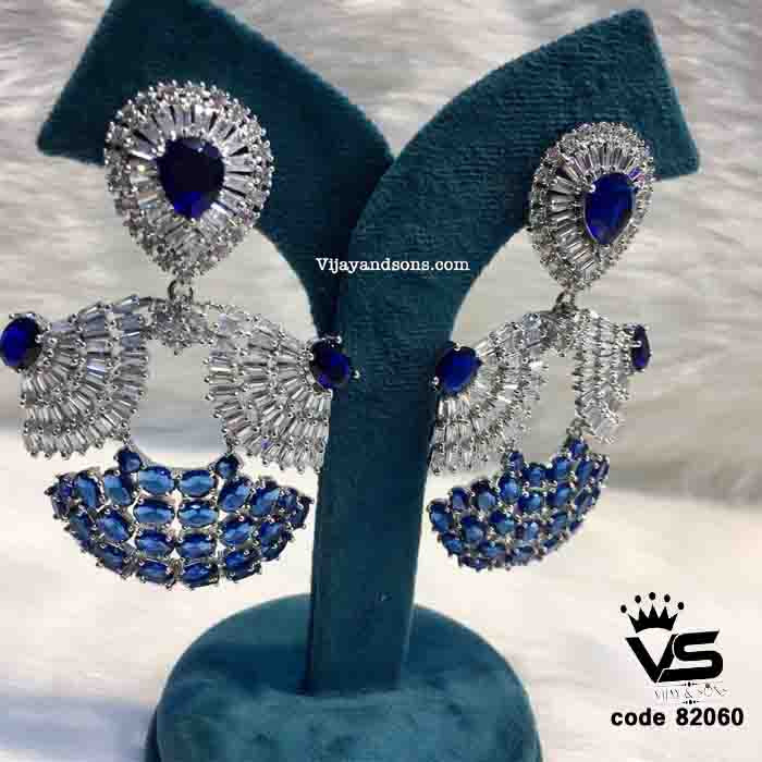 Stylish blue highlits diamond studed earrings freeshipping - Vijay & Sons