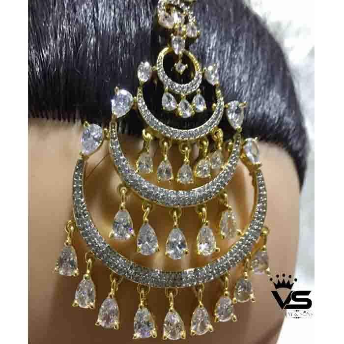 a quality diamond stone maang tika freeshipping - Vijay & Sons