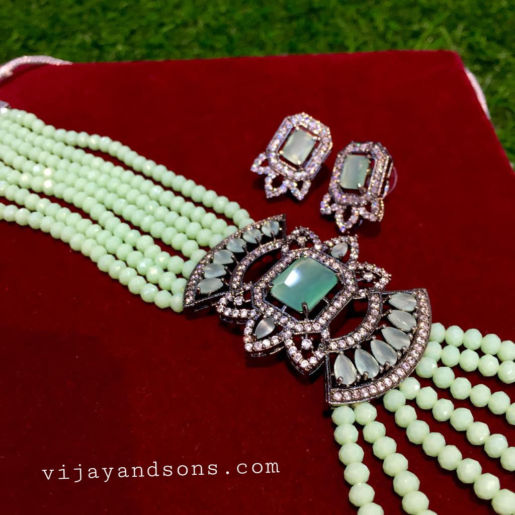 American Diamond Necklace set 826374 - Vijay & Sons