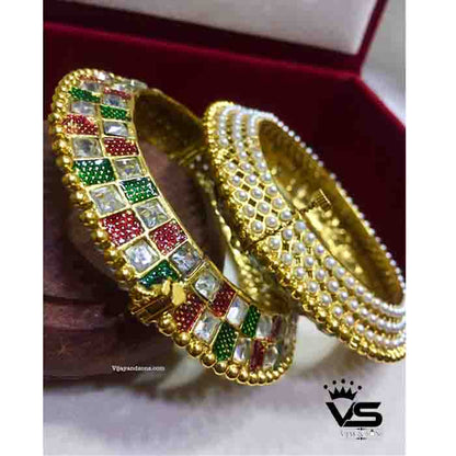 Beautiful Black Ruby Green Ad Bangles freeshipping - Vijay & Sons