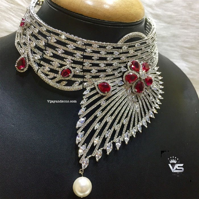 Silver grace full American diamond necklace freeshipping - Vijay & Sons