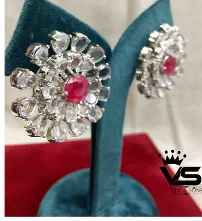 Diamond And Ruby Stud Earrings freeshipping - Vijay & Sons