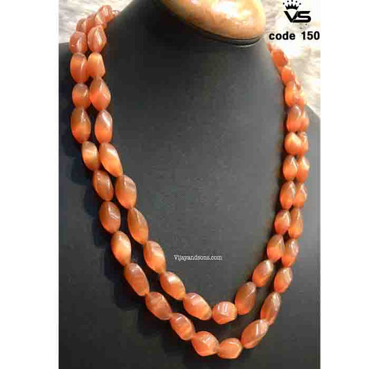 Orange Double Layer Quality Mala With Tops freeshipping - Vijay & Sons
