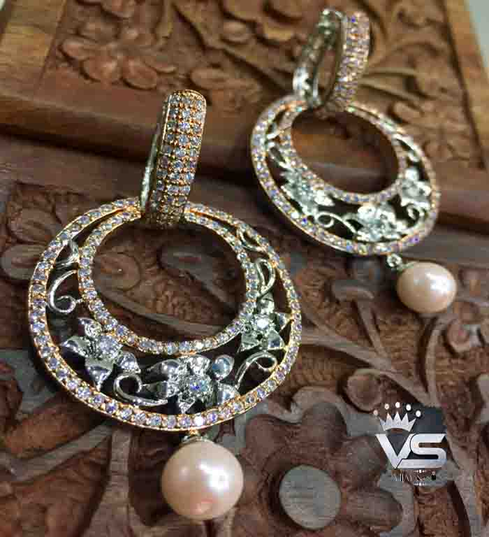 American Diamond Hanging Earrings freeshipping - Vijay & Sons