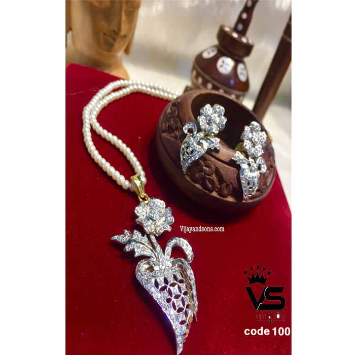 Very pretty  diamond pendent set freeshipping - Vijay & Sons