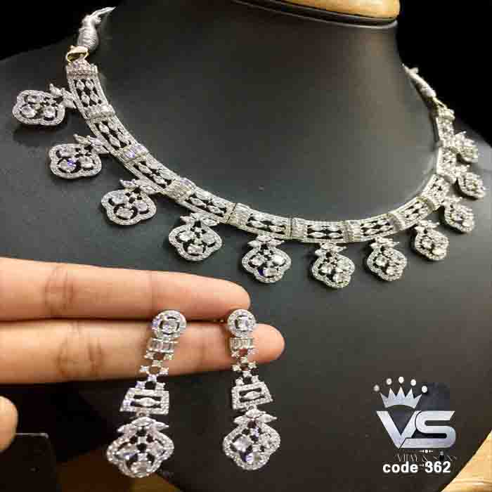 semi diamond necklace set for girls freeshipping - Vijay & Sons