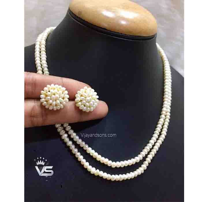 fresh water pearl designer mala with stud freeshipping - Vijay & Sons