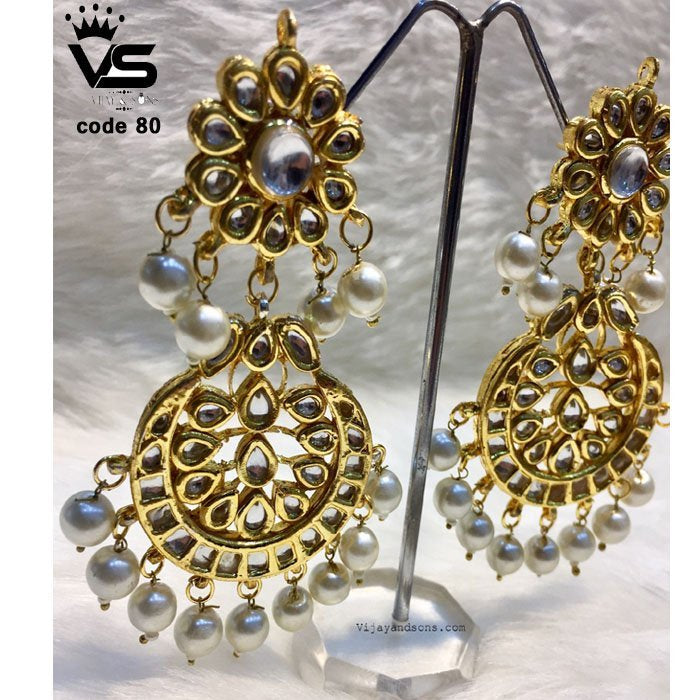 kundan long hanging earrings freeshipping - Vijay & Sons