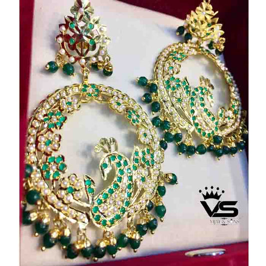 Green Peacock Long Earrings freeshipping - Vijay & Sons