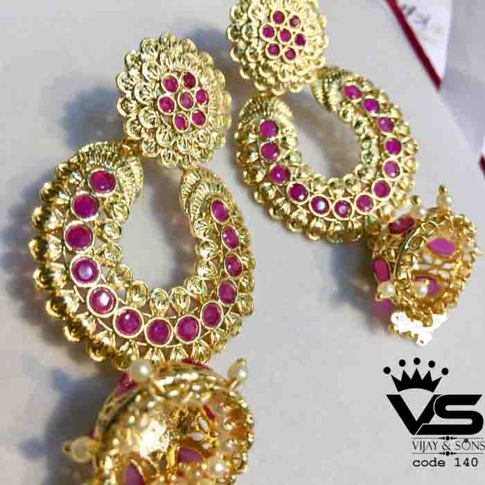 Golden Earrings Jhumki freeshipping - Vijay & Sons