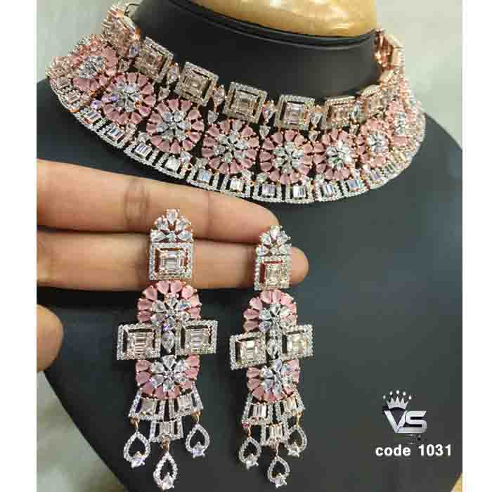 rose gold diamond necklace set design freeshipping - Vijay & Sons
