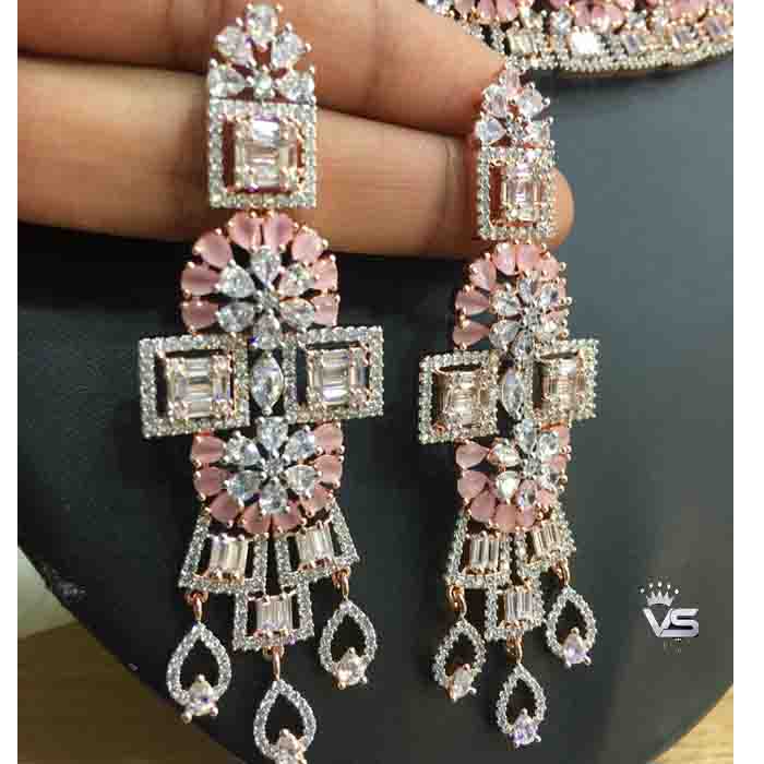 rose gold diamond necklace set design freeshipping - Vijay & Sons