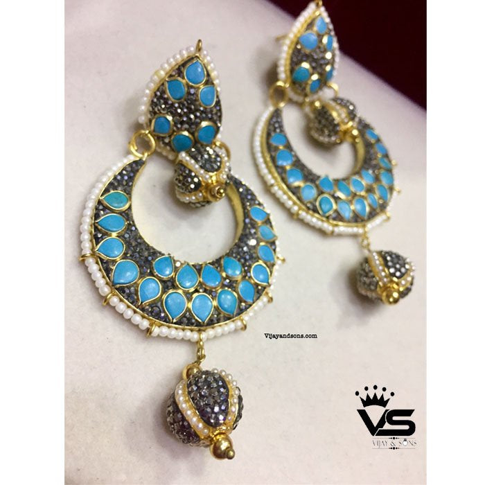 antique blue stone stylish earrings freeshipping - Vijay & Sons