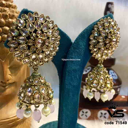 White pearl jhumki set  traditional look freeshipping - Vijay & Sons