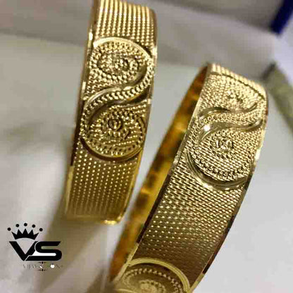 Gold Plated Carving Design Bangles Set of 2 freeshipping - Vijay & Sons
