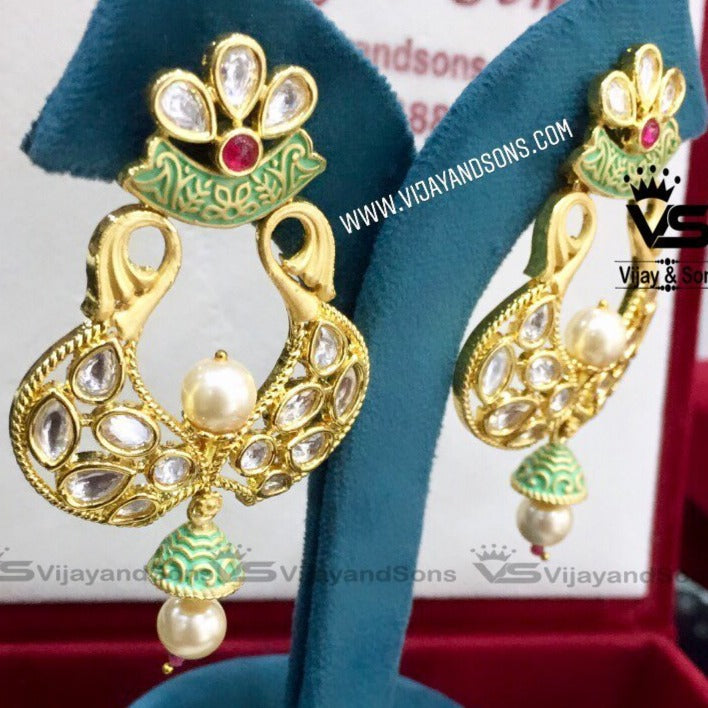 kundan Earrings 71689 freeshipping - Vijay & Sons