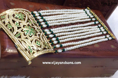 Handmade Traditional Green White Jadau Bracelet freeshipping - Vijay & Sons
