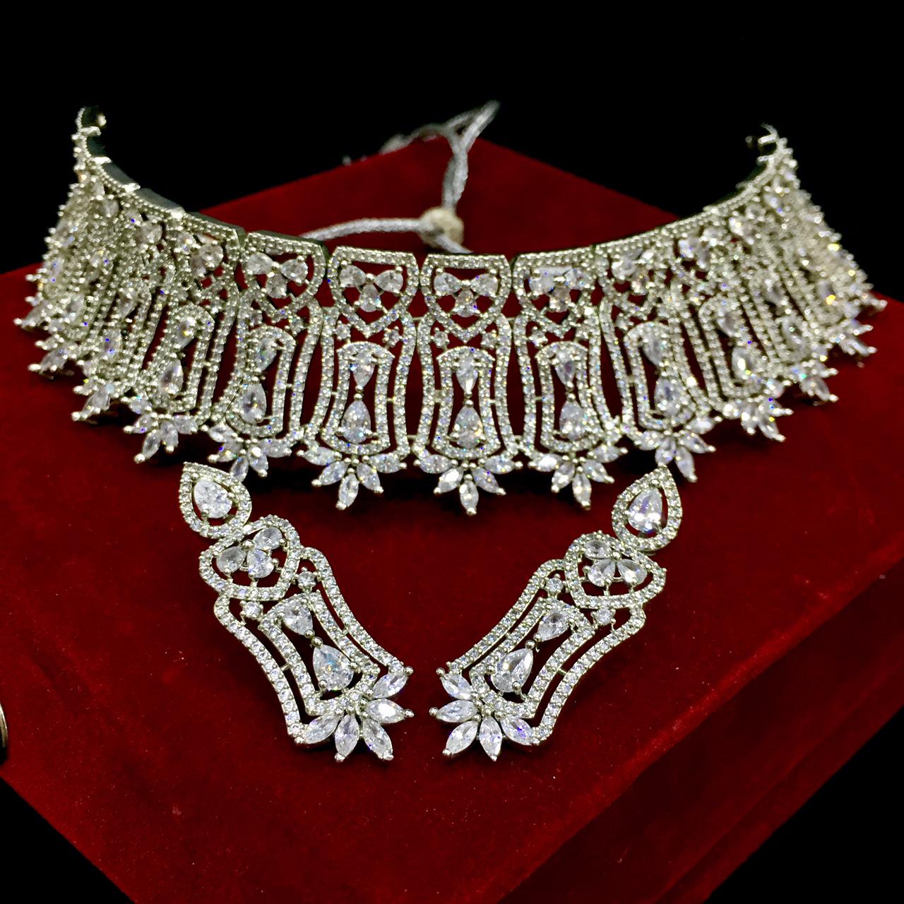 Diamond necklace set 6443 - Vijay & Sons