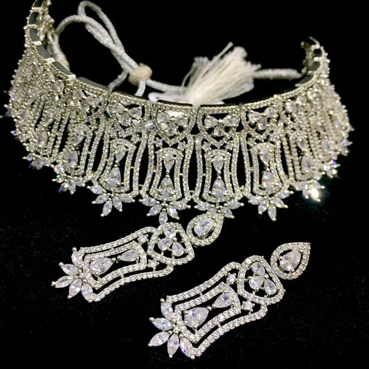 Diamond necklace set 6443 - Vijay & Sons