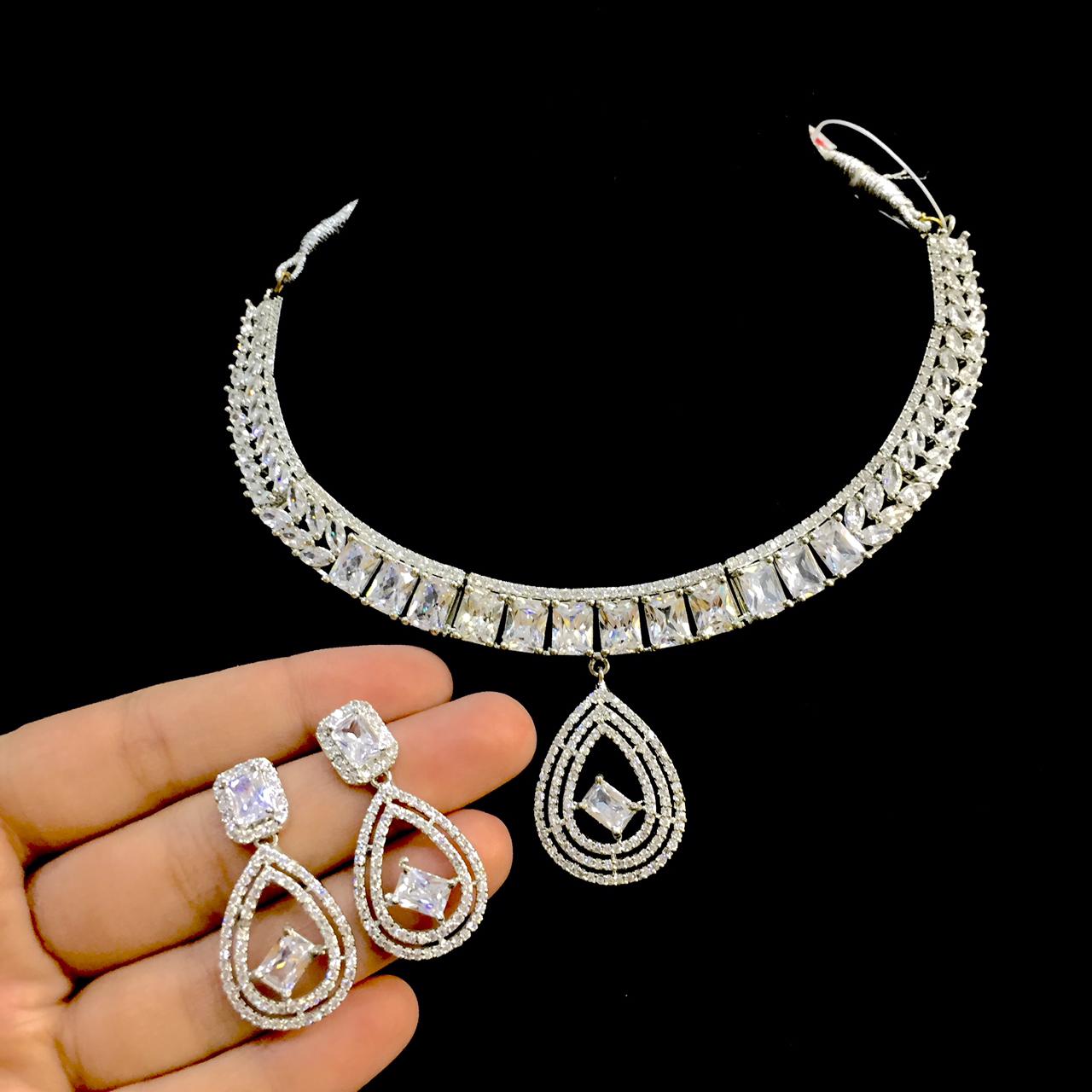 Diamond necklace set 3214 - Vijay & Sons