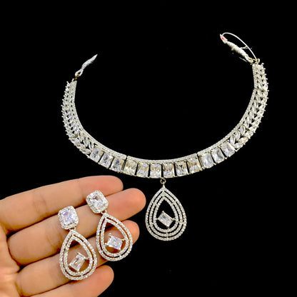 Diamond necklace set 3214 - Vijay & Sons