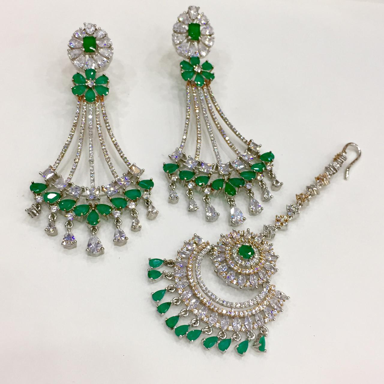 Diamond tikka earrings 446445 - Vijay & Sons