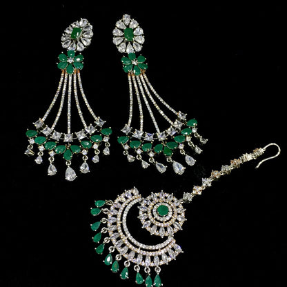 Diamond tikka earrings 446445 - Vijay & Sons