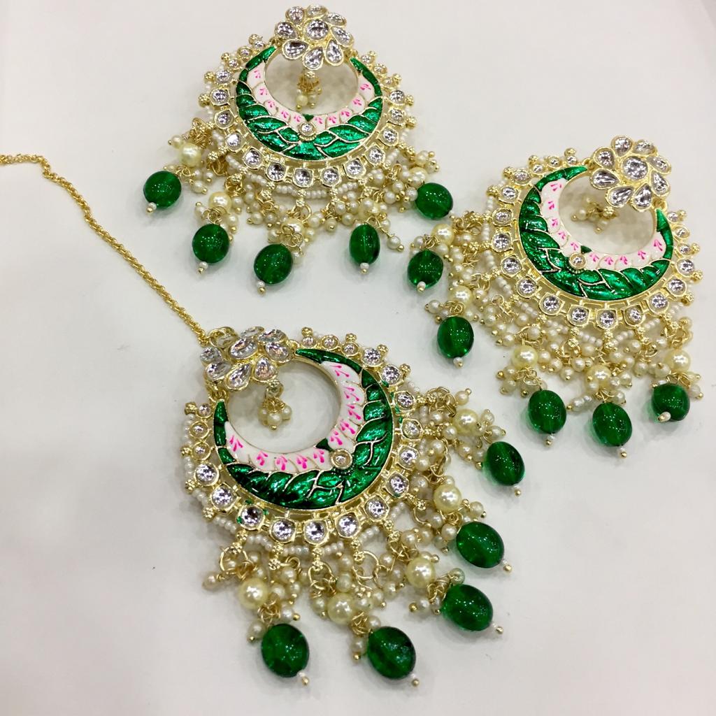 Kundan tikka earrings 544533 - Vijay & Sons